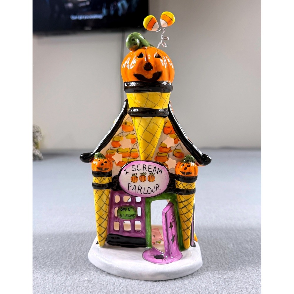 NWT Blue Sky Clayworks I Scream Parlour Halloween Candle House Heather Goldminc‎